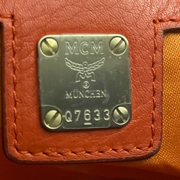 MCM Orange Monogram Embossed Leather Medium Handbag NO crossbody strap AUTH - Picture 16 of 16